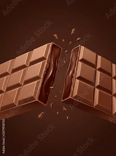 Panel kuchenny z motywem Chocolate bar snapping in half with gooey liquid center