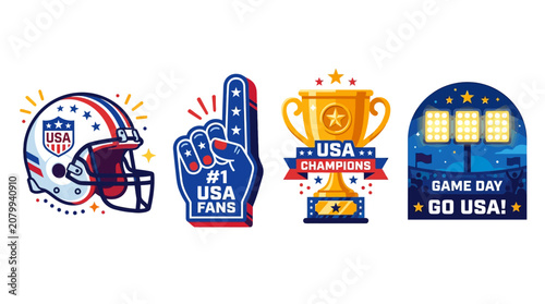 American football team icons and symbols displayed on a day