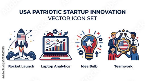 American startup team celebrates innovative technology launch with laptop and rocket