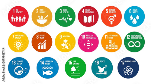 Sustainable Development Goals, UN icons, 17 objectives, colorful SDG symbols, vector graphics isolated on White Background flat vector eps silhouette