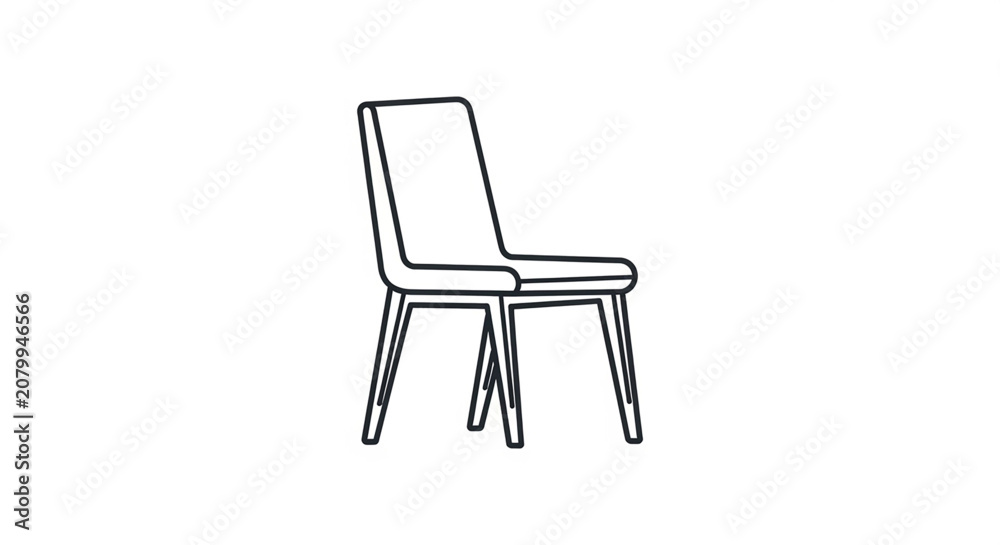 Fototapeta premium Minimalist Black Line Art Chair Illustration Vector Isolated on White Background