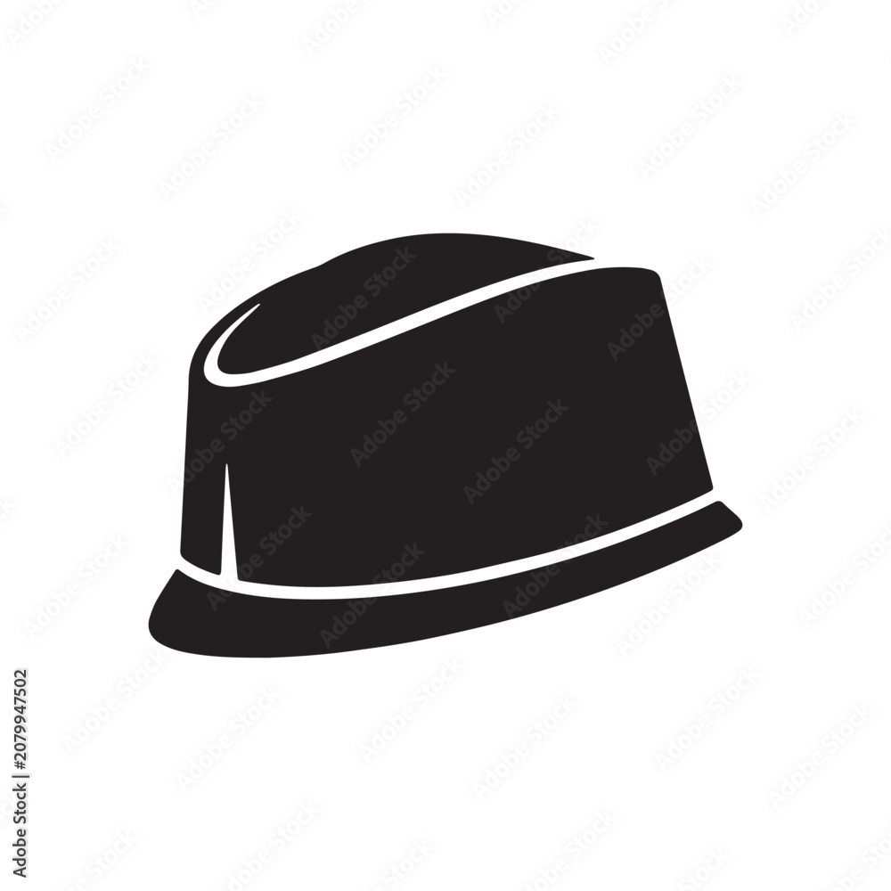 Fototapeta premium Black Graphic Illustration of a Simple Traditional Peaked Cap Hat