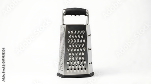 Minimalist stainless steel cheese grater mockup on clean white background