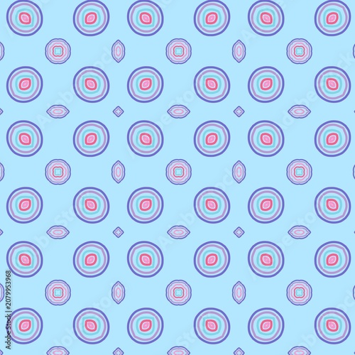 Simple geometric colorful seamless pattern blue background for fabric nursery theme