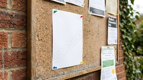 Blank White Paper Pinned on Cork Bulletin Board