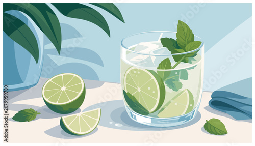 фотографія Fresh Lime and Mint Drink.