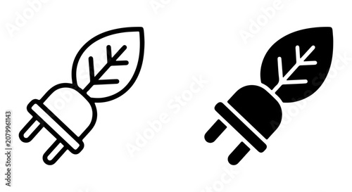 Εκτύπωση καμβά Eco-friendly Power Plug Icons, Green Energy Symbol, Sustainable Electricity Conc