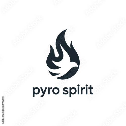 Minimalist pyro spirit bird icon flaming dove logo