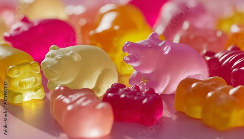 Colorful Gummy Candy Assortment - Bears, Pigs, and Other Shapes.