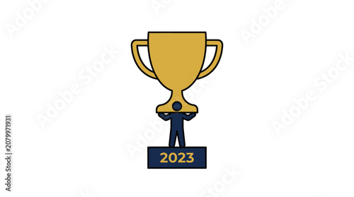 Gold trophy cup icon isolated on white background as a symbol of victory