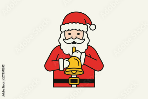 Santa Claus holding a Christmas bell on a plain background for winter