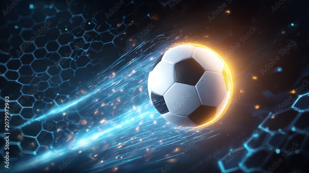 Obraz premium Dynamic soccer ball in motion with energy.