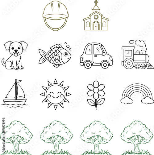 Playful Outline Icons for Creative Designs