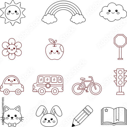 Playful Outline Icons for Creative Designs