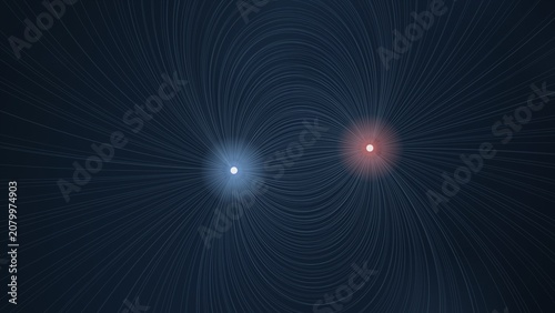 Foto Abstract magnetic field lines with north and south poles