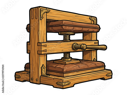 Foto Artistic Traditional Wooden Bookbinding Press With Manual Screw Mechanism, Sturd