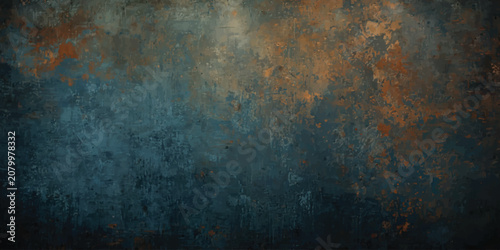 Abstract Rusty Metal Texture with Blue Patina and Grunge Effect