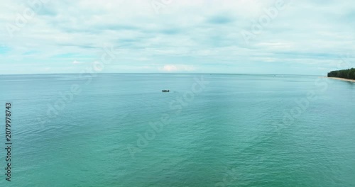 Beautiful Sea in summer season white clouds and blue sky footage from drone