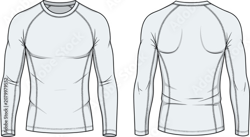 Fotografía Athletic shirt technical sketch, fashion illustration, raglan sleeve design, con