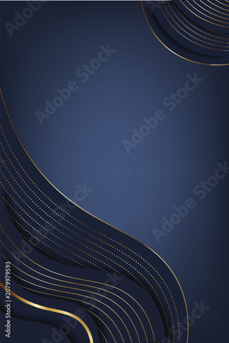 Abstract blue and gold luxury smooth wave background