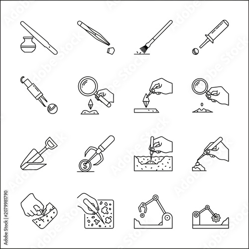 Canvastavla Archaeology Tools and Digging Icons Set