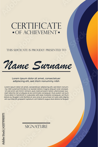 Elegant certificate template with abstract gradient color waves