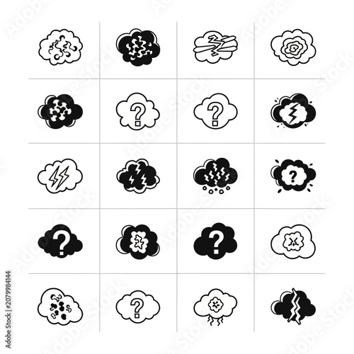 Cloud Icons Set: Ideas, Confusion, Problems, Questions, and Solutions