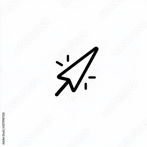 minimal black paper airplane icon with motion lines and sparkles on white background conveying playful optimism