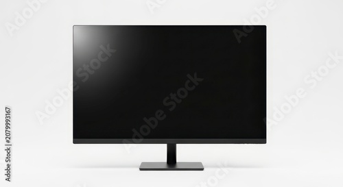 Modern flat screen television on stand.