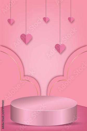Pink pastel podium product stand podium background