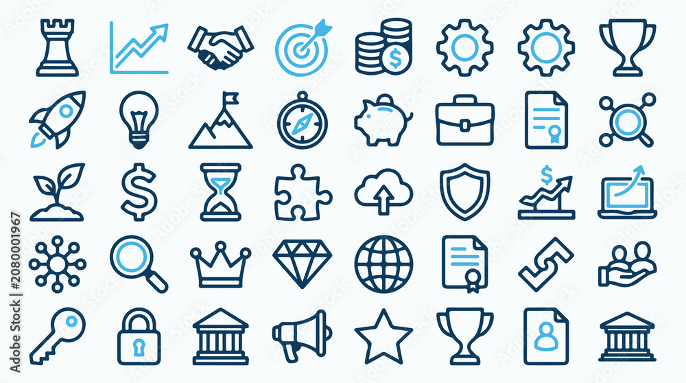Fototapeta premium Business and Finance Line Icons Set