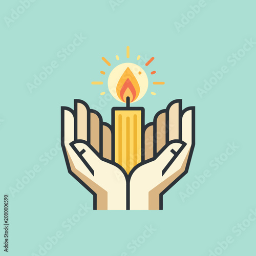 Two hands cupping a glowing candle flame