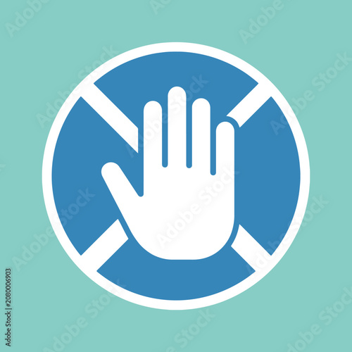 A white hand icon inside a blue circle