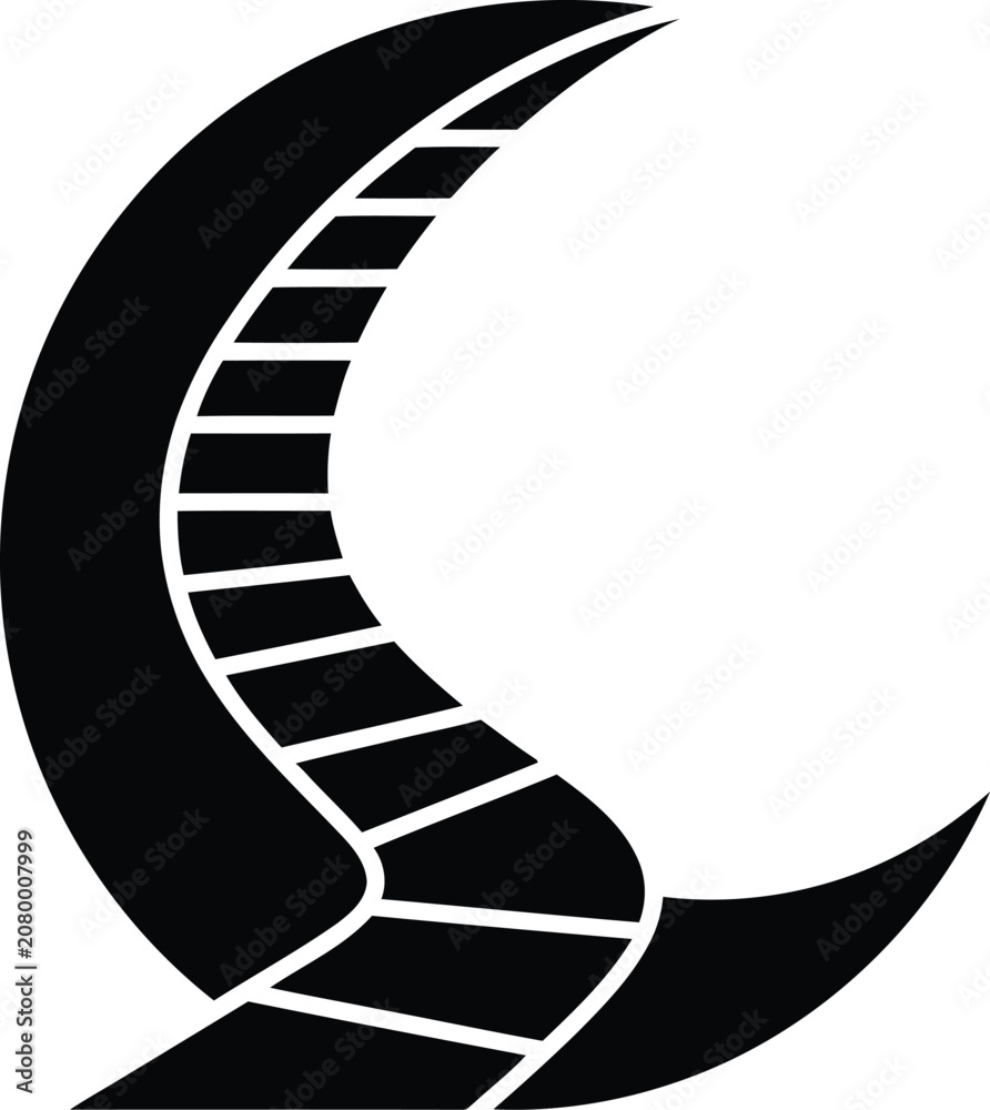 Fototapeta premium Abstract black and white graphic design featuring a curved road or path shape.