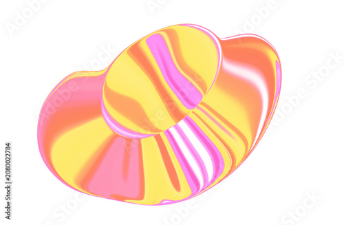 Abstract fluid organic shape with glossy liquid marble swirl texture isolated