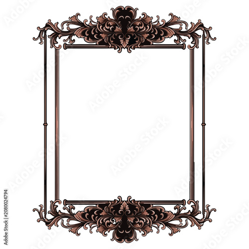 Photos decorative Vintage baroque frame with floral ornament engraving illustration art
