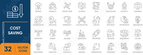 Obraz na płótnie Cost Saving Icon Set