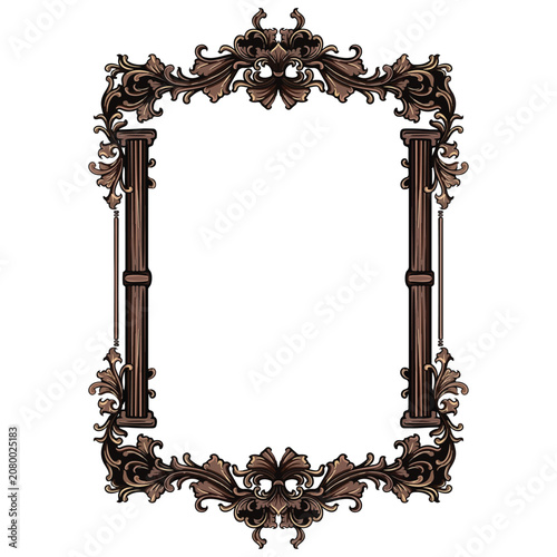 Tableau sur toile decorative Vintage baroque frame with floral ornament engraving illustration art
