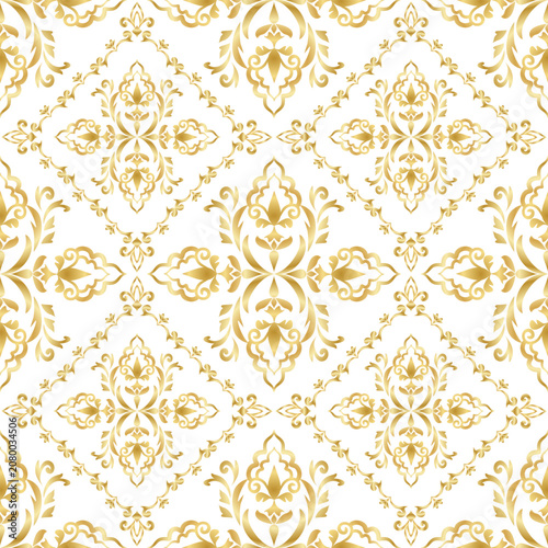 Imperial Gold Damask Seamless Pattern with Royal Ornamental Decorative Background