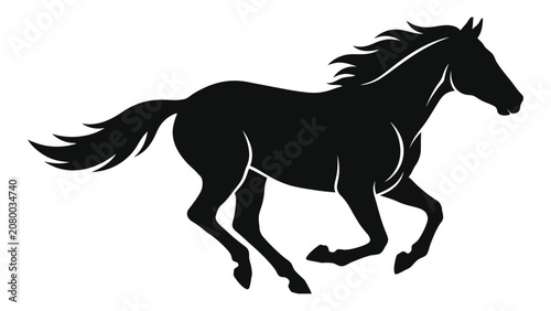 Photos Horse silhouette gallops across the frame in a dynamic and powerful display of speed and elegance