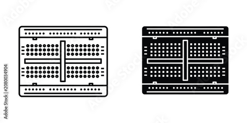 Photos Breadboard electronic component in outline and solid styles for prototyping and