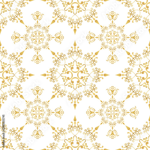 Elegant European Gold Arabesque Seamless Ornament Pattern for Luxury Wallpaper Design