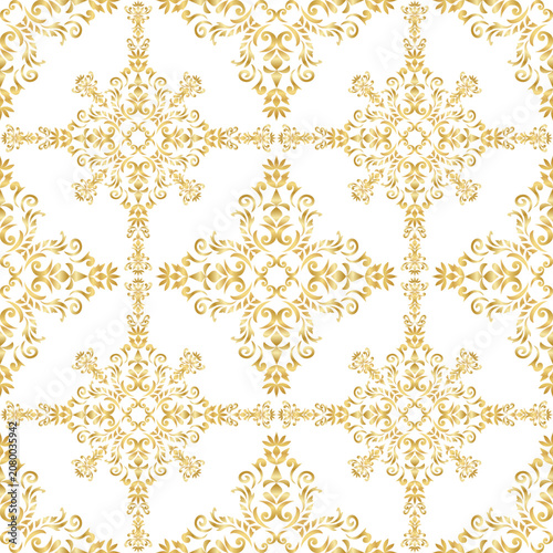 Gold Scrollwork Luxury Seamless Floral Ornament Pattern for Elegant Decorative Wallpaper