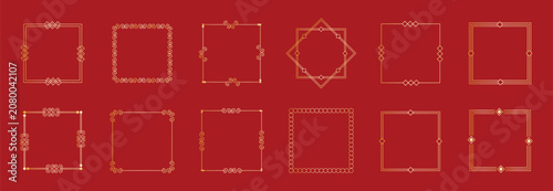 Quadro su tela Ornament East asian decorative border set