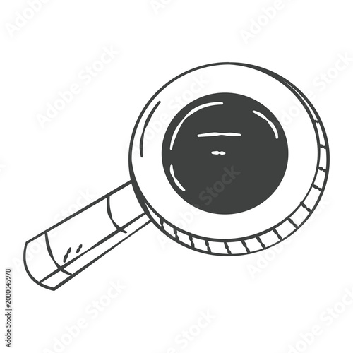 Tableau sur toile Hand drawn sketch of a magnifying glass on a white background.