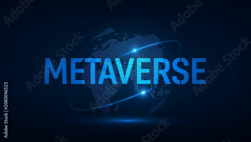 Futuristic Metaverse Concept on Digital Globe Technology Background