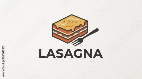 Minimalist Lasagna Restaurant Logo with Fork Design