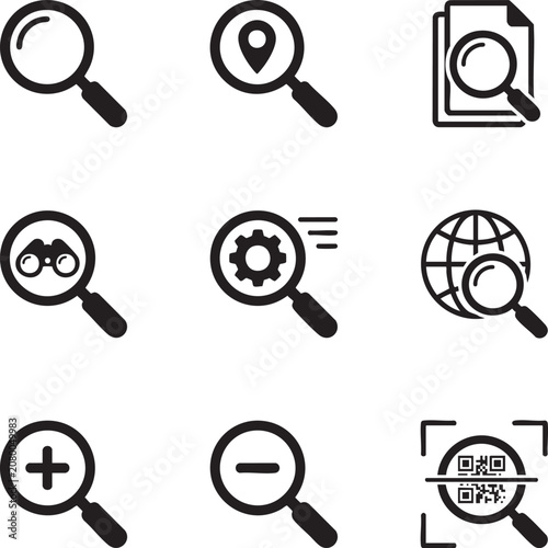 digital zoom lookup magnifying glass search icon vector