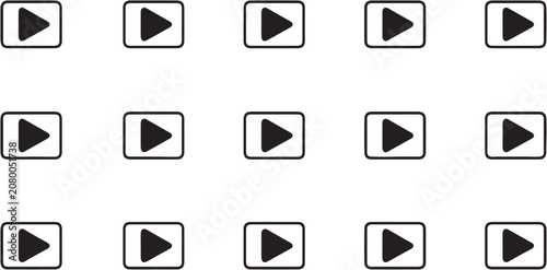 Fotografie Grid of identical black play button icons.