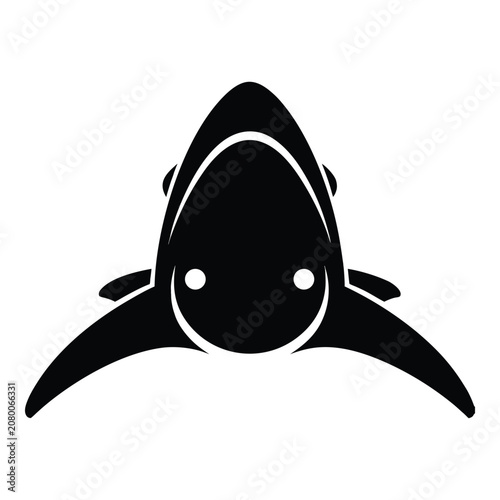 Simple shark head silhouette icon facing forward